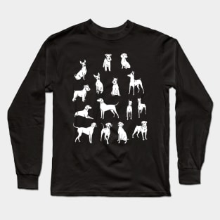 German dog white silhouette art design #5 Long Sleeve T-Shirt